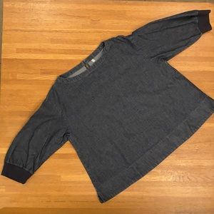 Muji Boxy Crop 3/4 Sleeve Top, XS-S